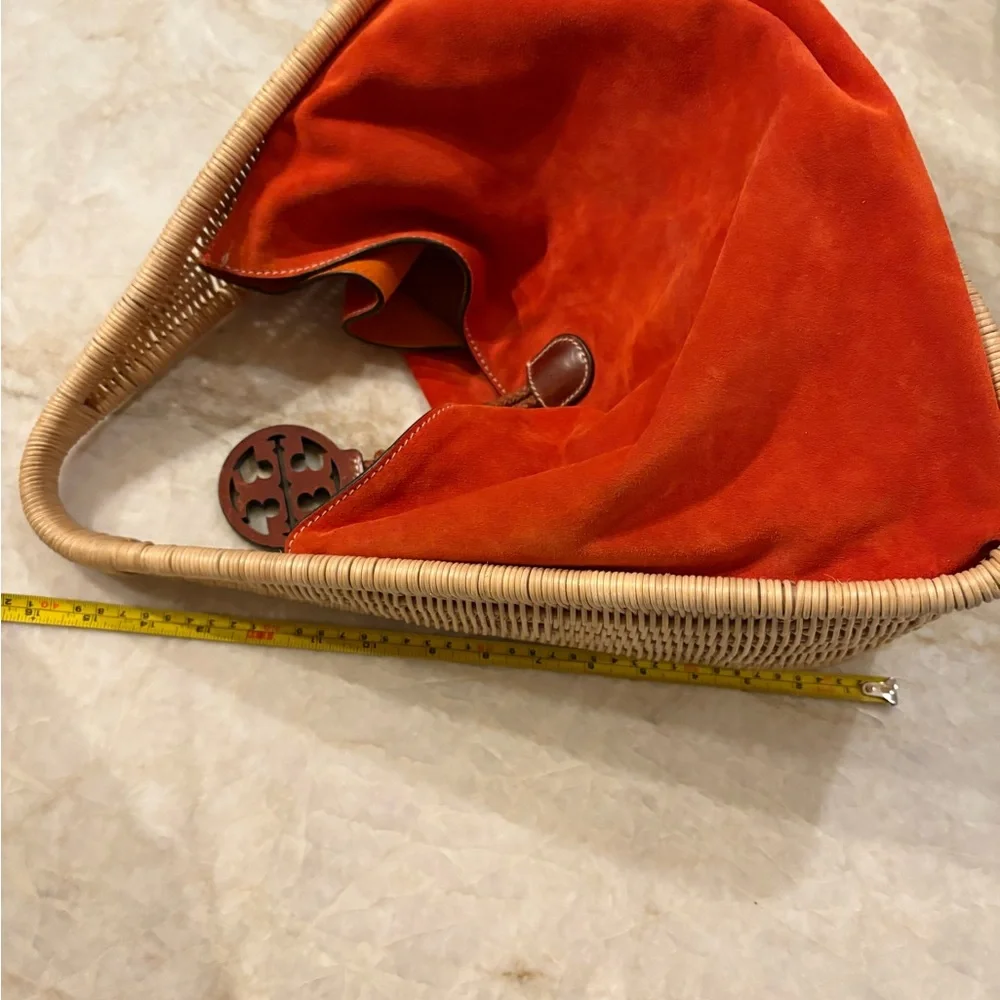 Tory Burch Suede and Wicker Runway Bag